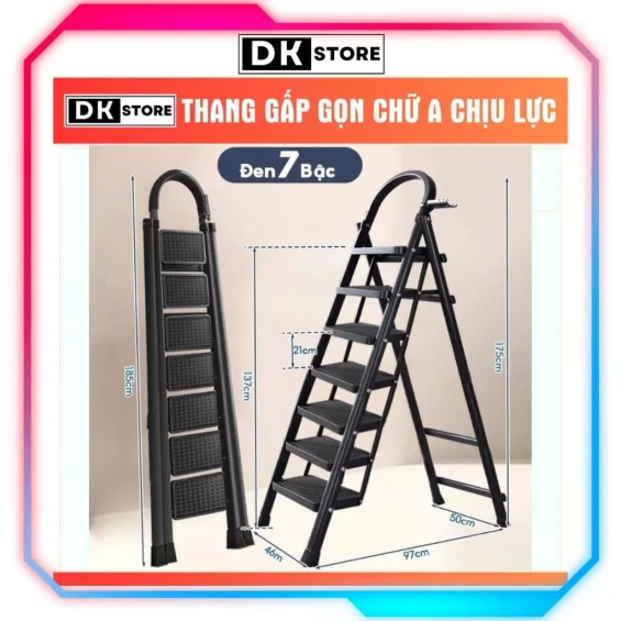 Thang Chữ A Gấp Gọn, Thang Nhôm 5-6-7 Bậc Chịu Lực 500Kg, Thang Nhôm Chữ A Gấp Gọn Bảo Hành 12 Tháng